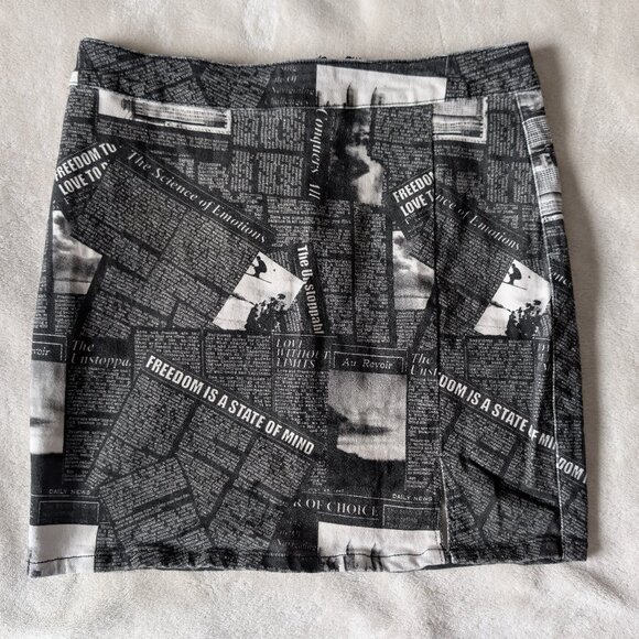 3/$30 Newsprint Mini skirt - Picture 1 of 8